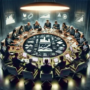 DALL·E 2024-02-19 15.57.06 - Visualize a _deal team_ comprised of various professional figures coming together to achieve a successful business exit. The scene is set in a modern, DALL·E 2024-02-19 15.57.06 - Visualize a _deal team_ comprised of various professional figures coming together to achieve a successful business exit. The scene is set in a modern,